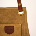 Tablier en cuir et toile waxée n°547 Bretelles croisées - Sable – Image 2