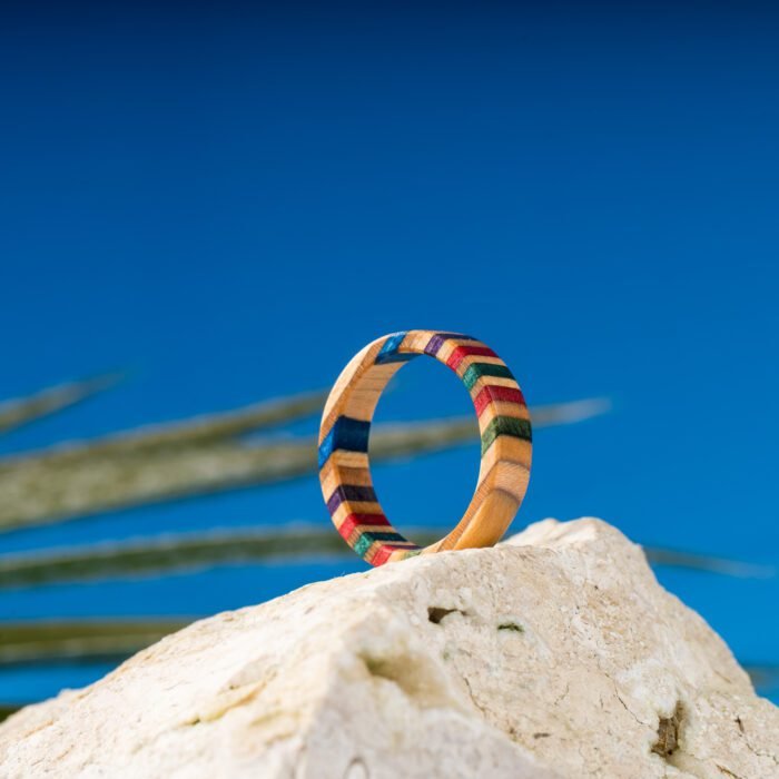 Bague Multiplis en Skateboard recyclé N°15 - T61 – Image 2