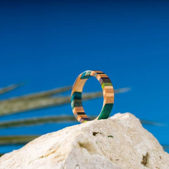 Bague Multiplis en Skateboard recyclé N°17 - T64 – Image 2