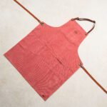 Tablier en cuir et toile vintage n°325 liens à nouer - Terre de Sienne