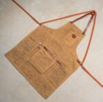 Tablier en cuir et toile waxée n°547 Bretelles croisées - Sable