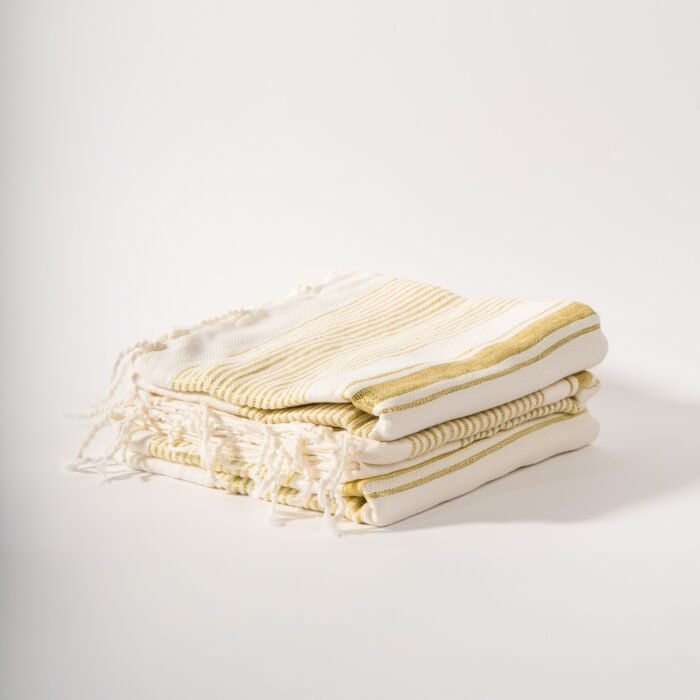 Fouta Marocaine - Blanc & Doré – Image 3