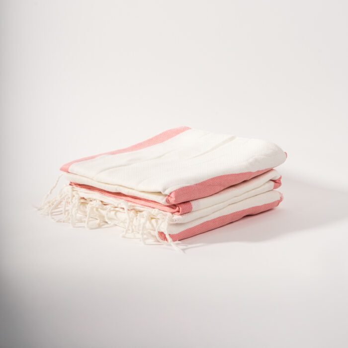 Fouta Marocaine - Blanc & Rose – Image 3