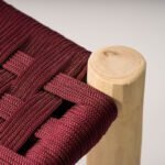 Tabouret bois - Tressage damier Nylon - Bordeaux – Image 2