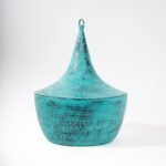 Suspension en Cuivre martelé - Bleu Bali - 25 cm