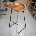 Tabouret Teck et métal – Image 2