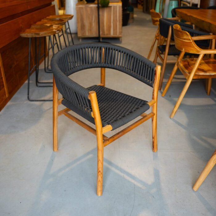 Fauteuil en Teck et tressage corde – Image 2