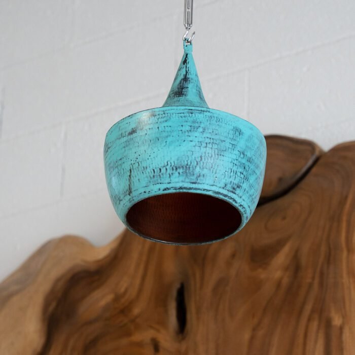 Suspension en Cuivre martelé - Bleu Bali - 25 cm – Image 3