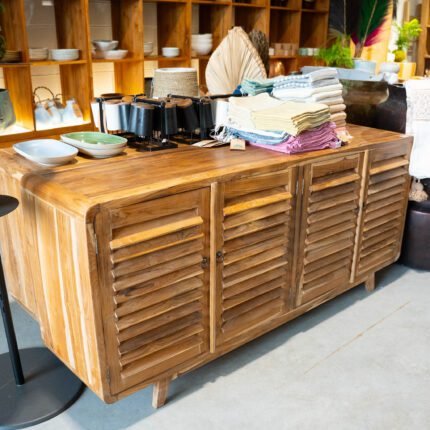 Buffet en Teck - Portes persiennes - 180 cm