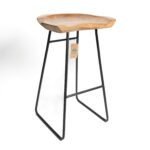 Tabouret Teck et métal