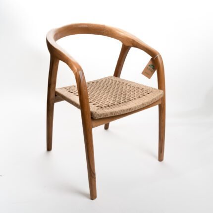 Fauteuil en Teck et assise Rotin
