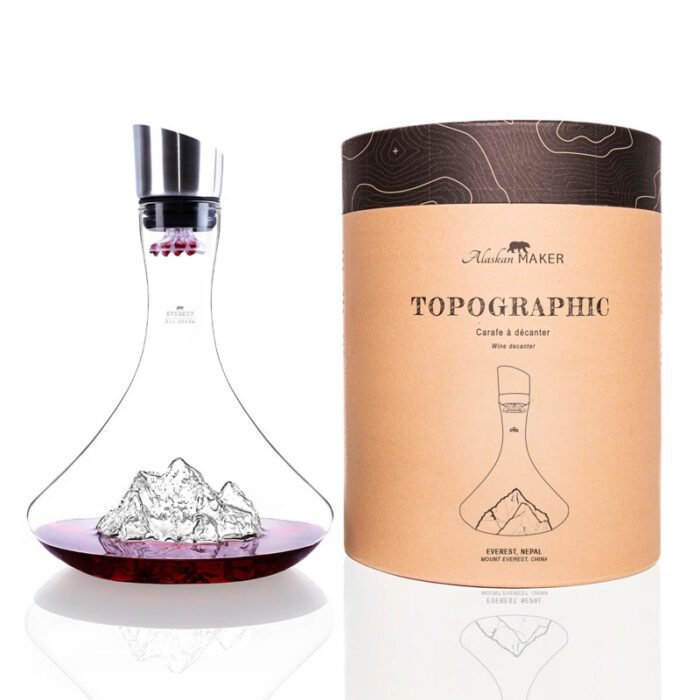 Carafe à vin Topographic Mont Everest – 1,8 L en Verre Soufflé Artisanal – Image 3