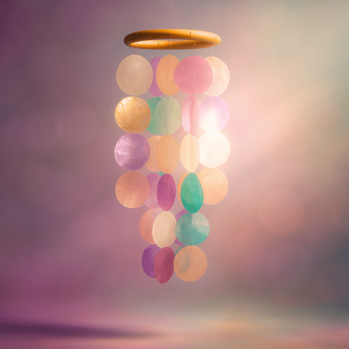 Carillon à vent en coquillages multicolores ronds – Image 2