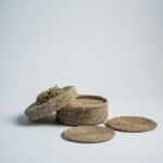 Boite de 12 sous-verres en perles - Brun