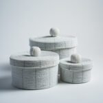 Lot de 3 boites Gigognes en perles - Blanc 2