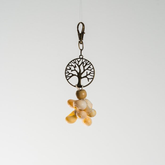 Porte-clés artisanal Arbre de Vie ou feuille et coquillages – Image 3