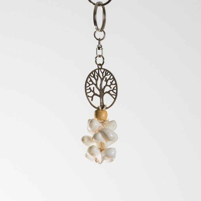 Porte-clés artisanal Arbre de Vie ou feuille et coquillages – Image 7