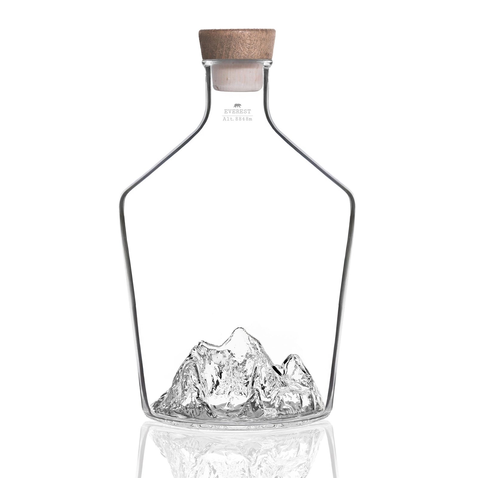 Carafe-whisky-vide-Everest-REDIM Carafe à spiritueux Topographic Everest – 1,2 L en Verre Soufflé Artisanal – Image 1